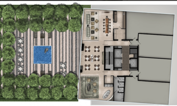 Exhibit Residences Areal Layout Render