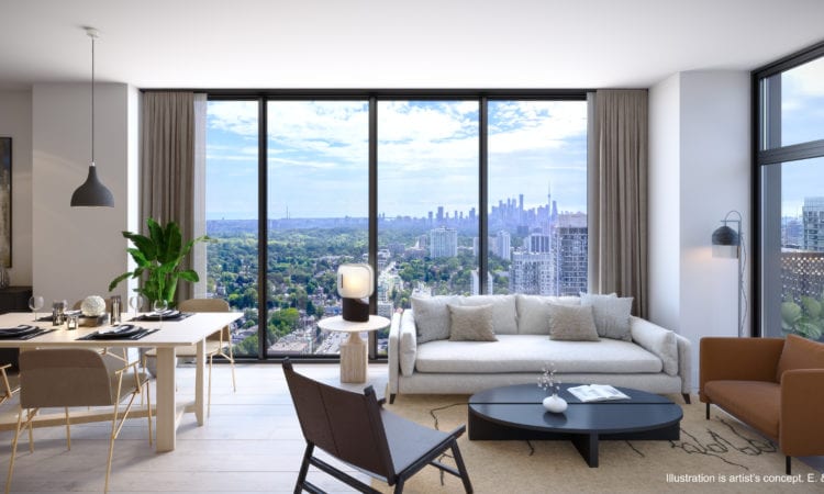 Line 5 Condos Interior with View of Toronto in the Distance